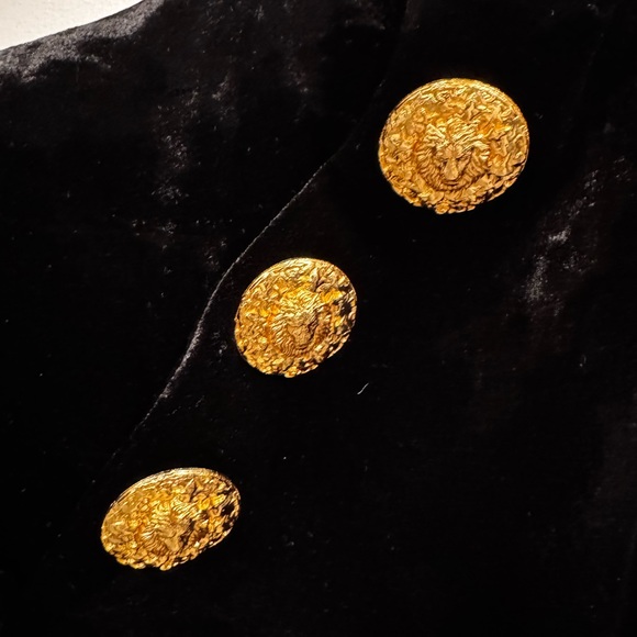 Balmain Velvet Black Crop Top with Gold Buttons - Picture 7 of 11